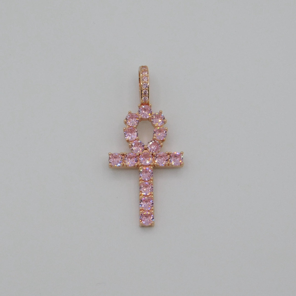 Iced Out Ankh Cross (Rose Gold)