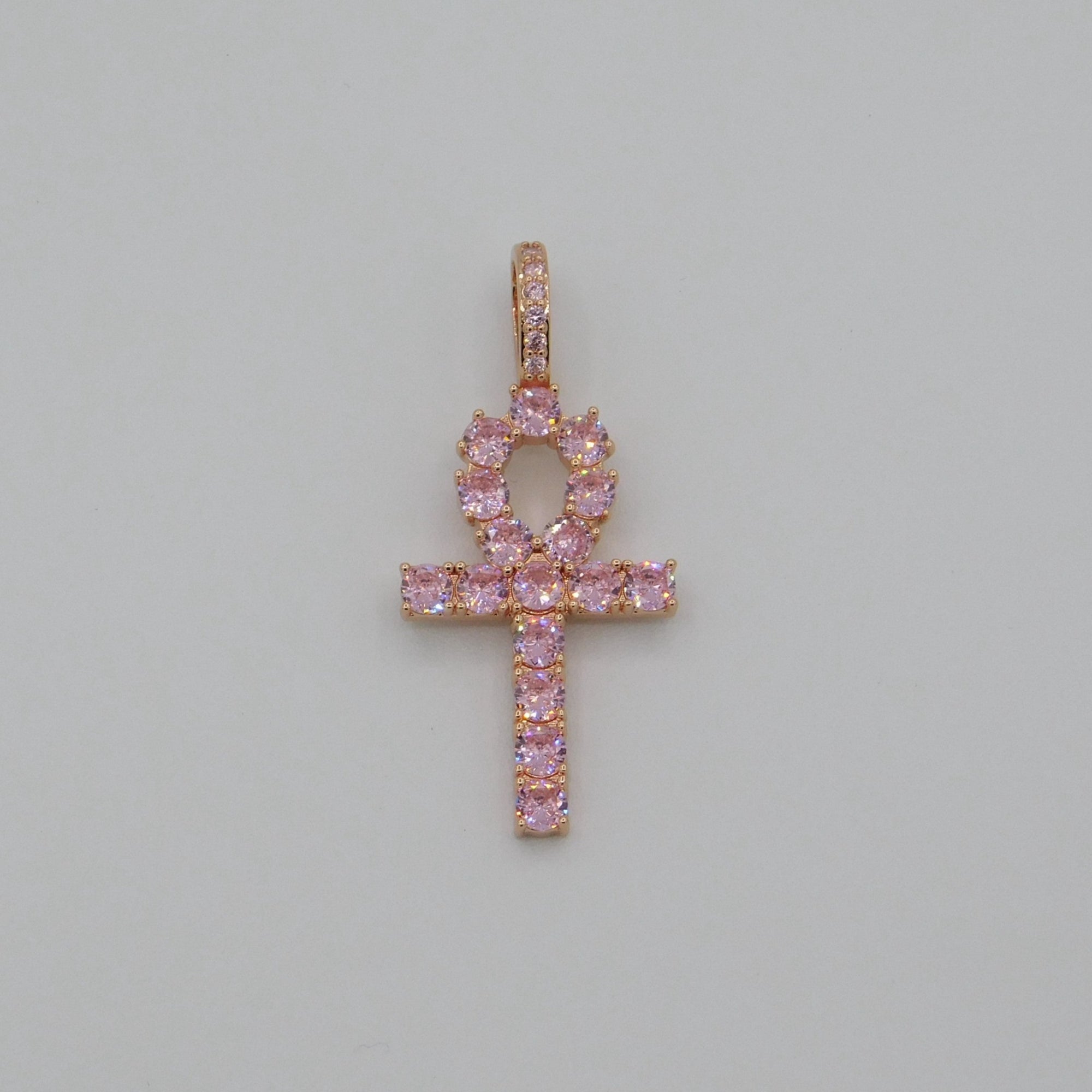 Iced Out Ankh Cross (Rose Gold)