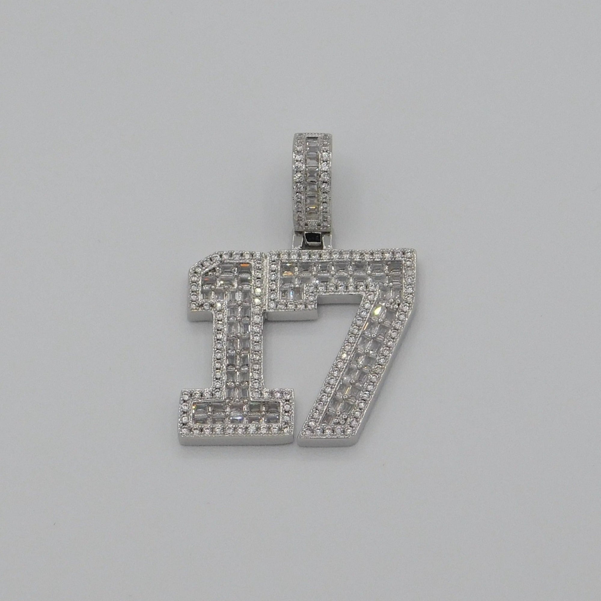 Varsity Numbers Pendant (White Gold)