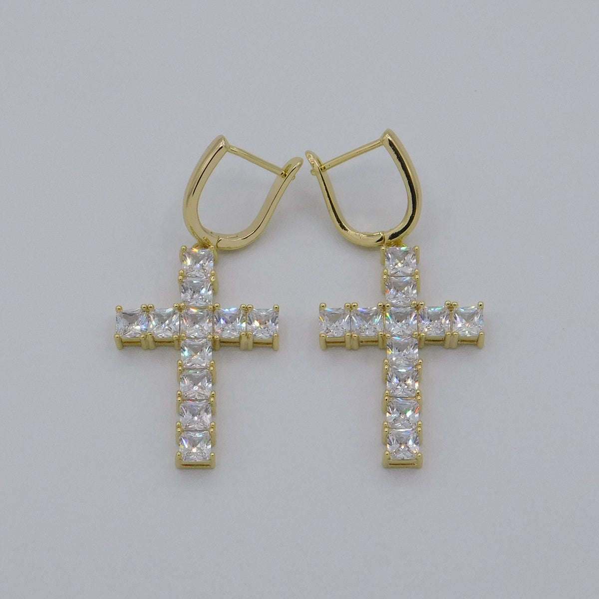 Square Cut Cross Earrings