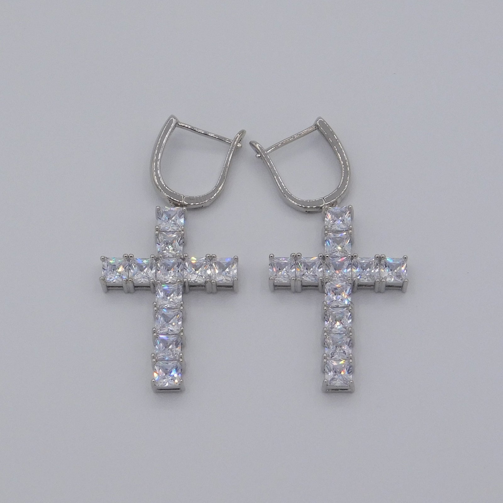 Square Cut Cross Earrings